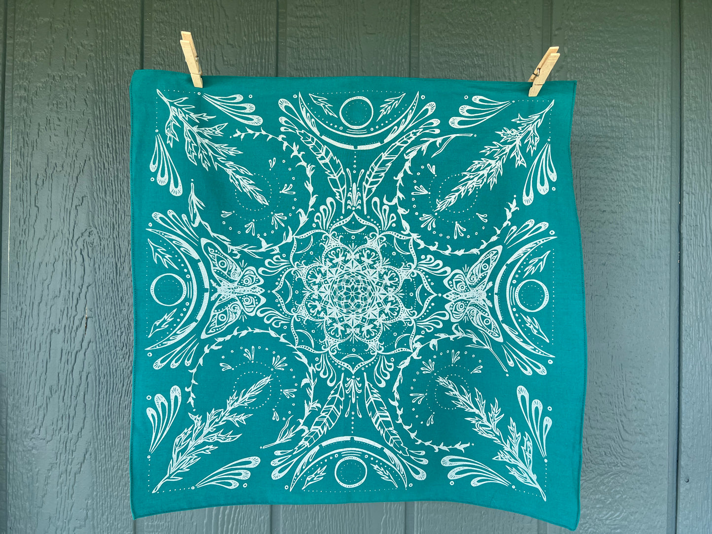 Cotton Bandana - Mugwort Mandala (Turquoise)